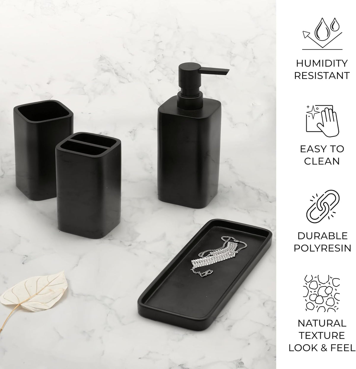 ZCCZ Matte Black Bathroom Accessories Set – 4-Piece