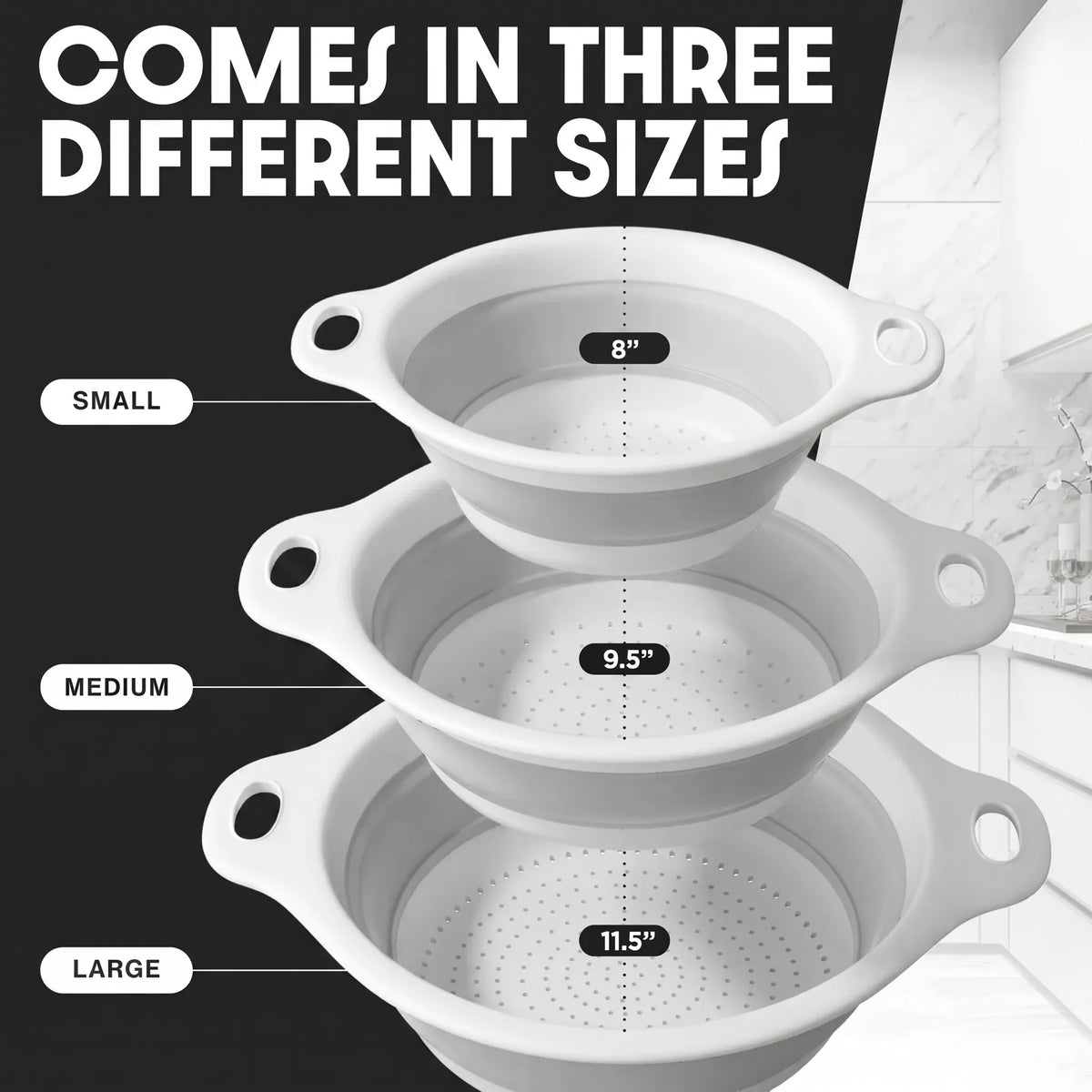 Gevoli Collapsible Colander Set – 3 Piece Set