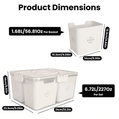 2-Piece Airtight Fruit & Vegetable Storage Containers