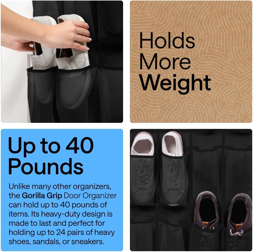 Gorilla Grip 24-Pocket Over-the-Door Shoe Organizer