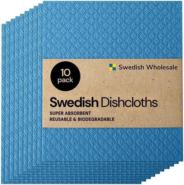 Swedish Reusable Cellulose Dishcloths – 10 Pack Kitchen Cloths