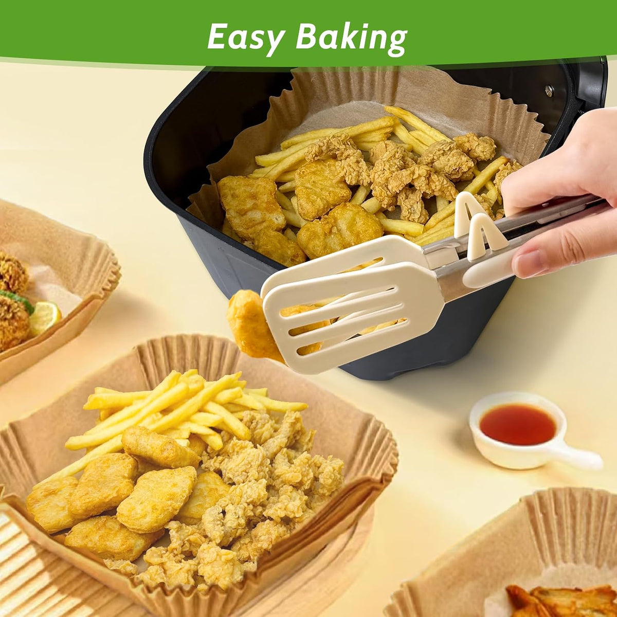 8-Inch Unbleached Air Fryer Paper Liners – 360 Pack