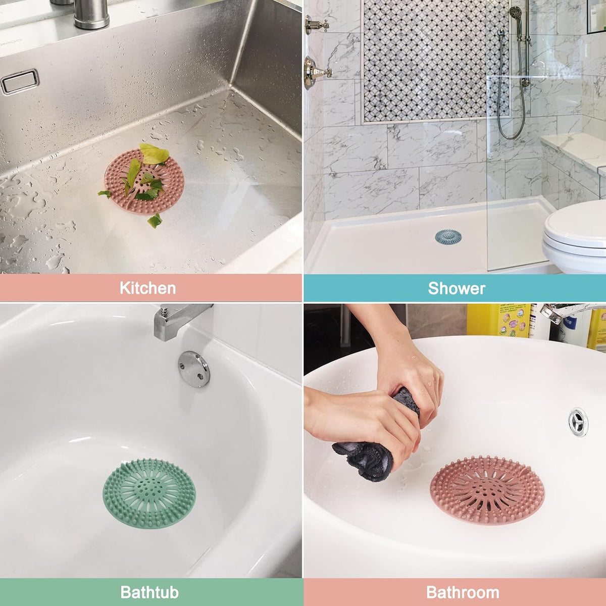 Gotega Sink & Shower Drain Hair Catcher – 5-Pack