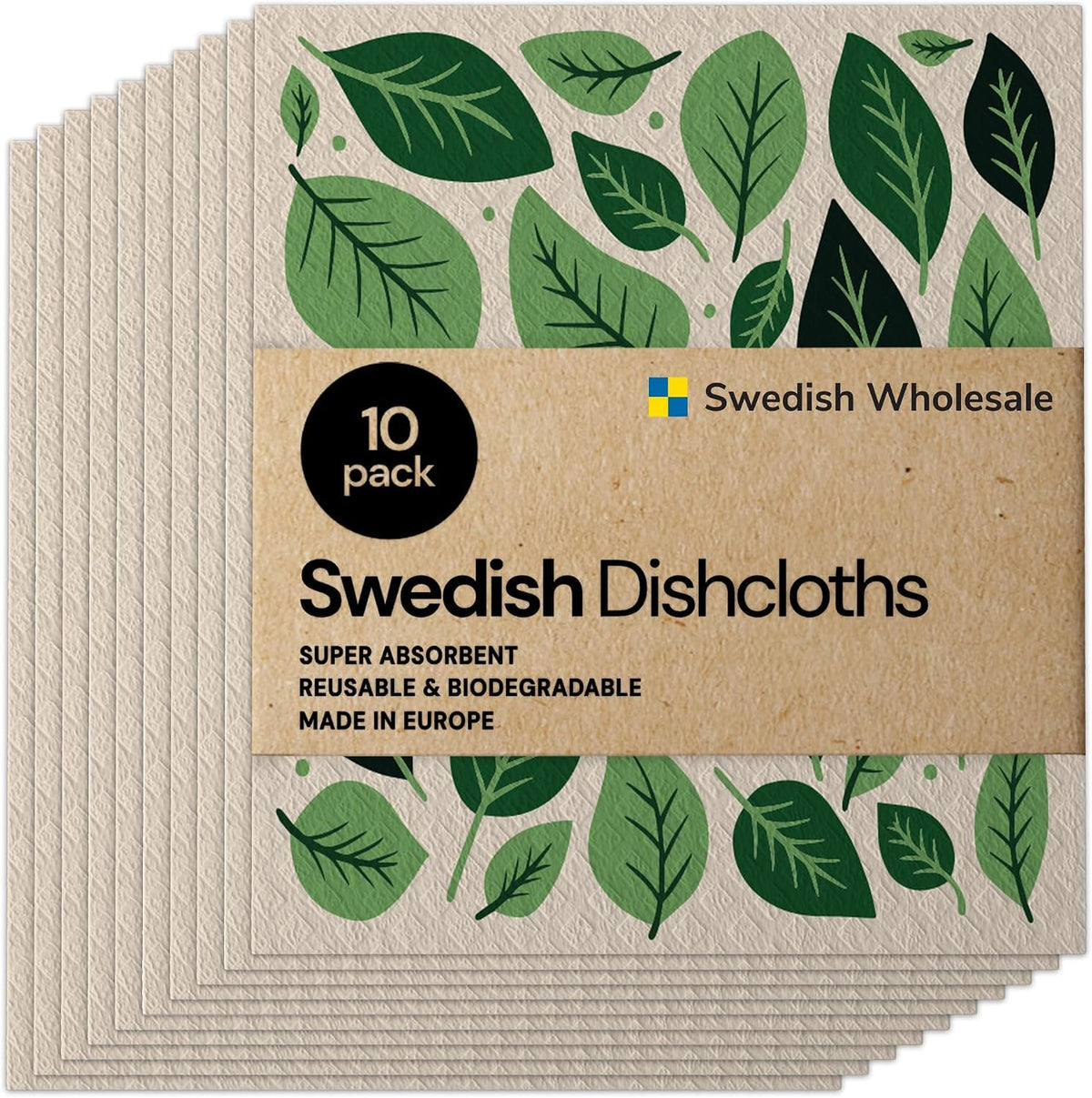 Swedish Reusable Cellulose Dishcloths – 10 Pack Kitchen Cloths