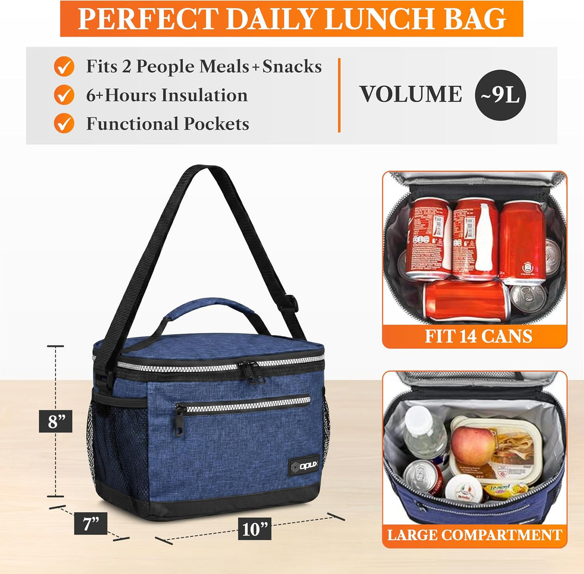 Opux Insulated Leakproof Lunch Bag – Light Grey