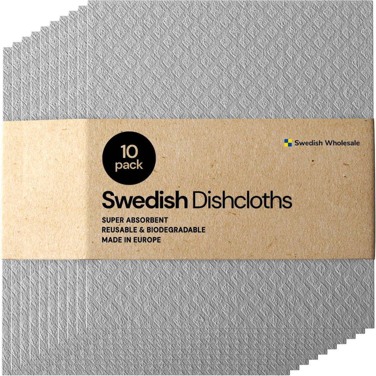 Swedish Reusable Cellulose Dishcloths – 10 Pack Kitchen Cloths