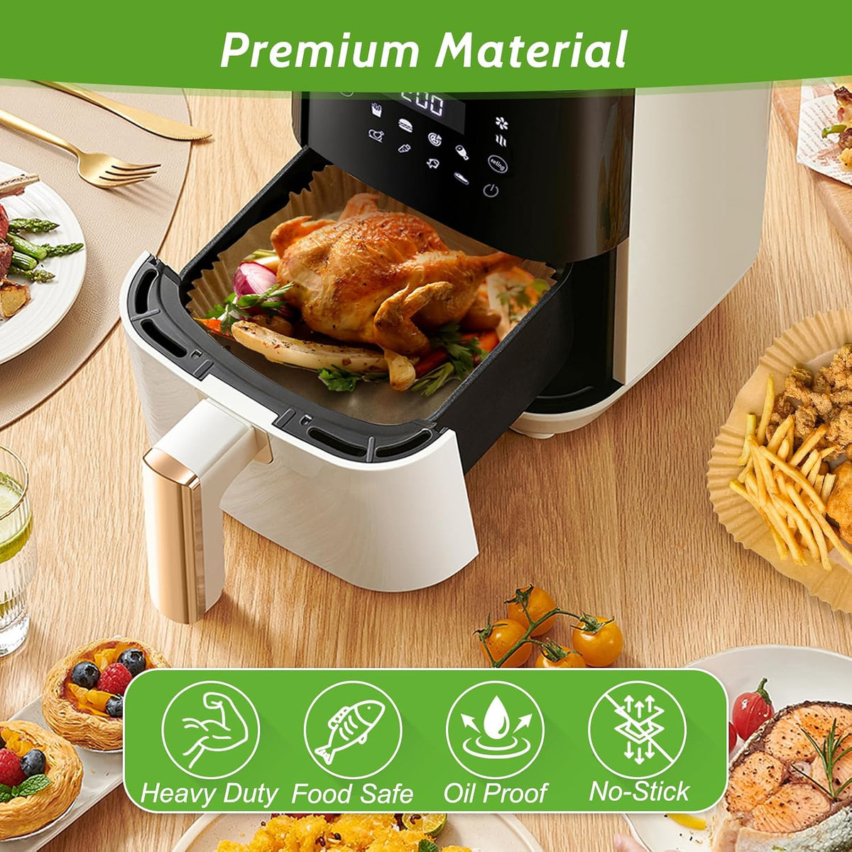 8-Inch Unbleached Air Fryer Paper Liners – 360 Pack