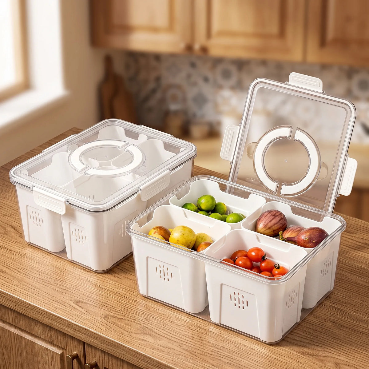 2-Piece Airtight Fruit & Vegetable Storage Containers