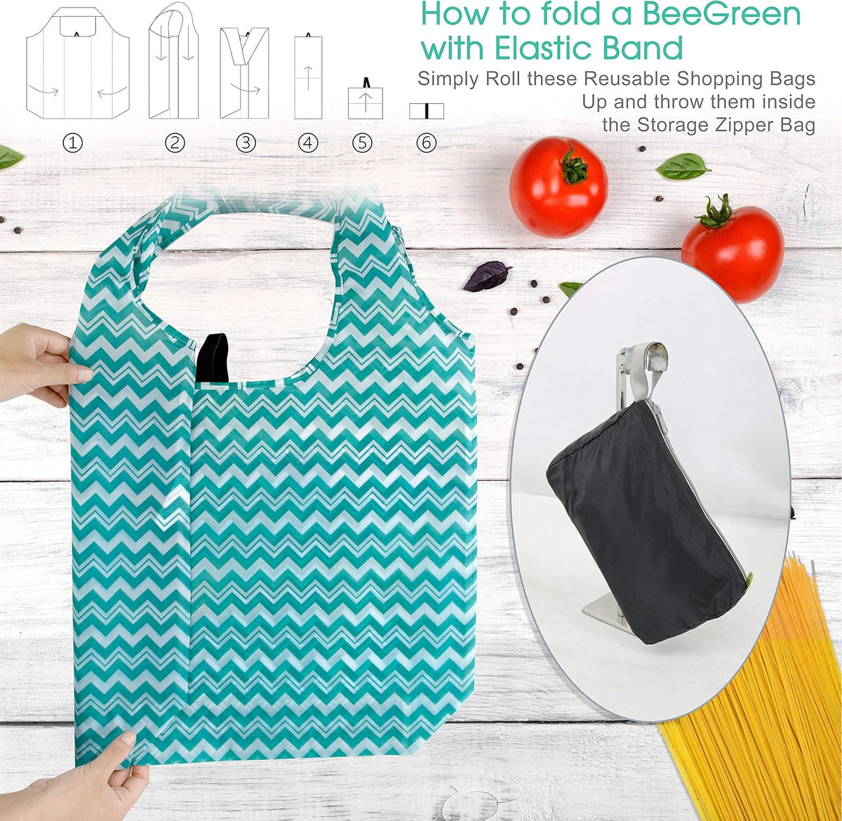 BeeGreen Reusable XL Grocery Bags – 12-Pack