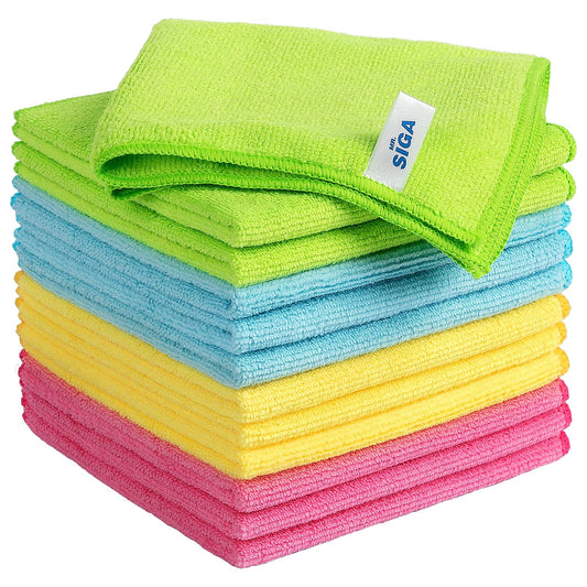 MR.SIGA Streak-Free Microfiber Cleaning Cloths – 12-Pack