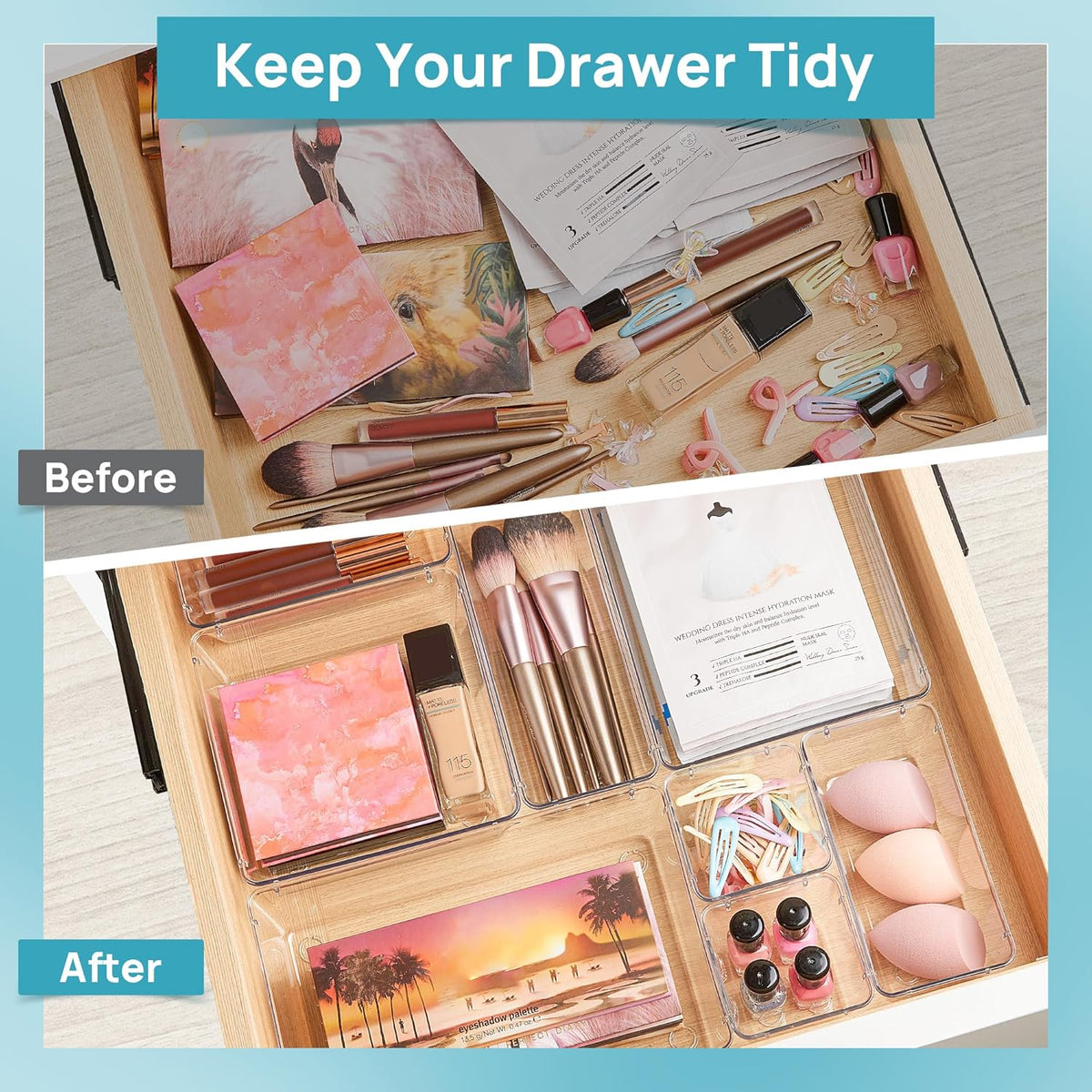 Vtopmart 25-Piece Clear Drawer Organizer Set – 4 Sizes