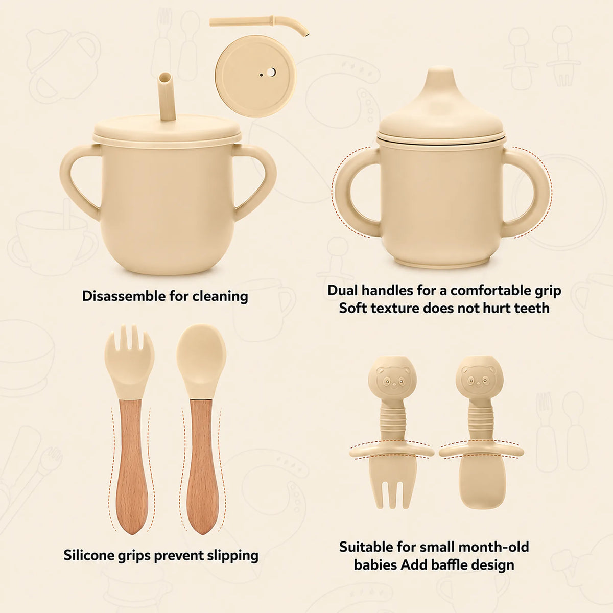 9-Piece Silicone Baby Feeding Set – Plates, Bowls & Utensils