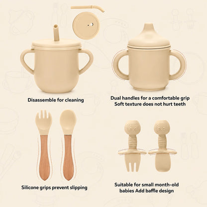 9-Piece Silicone Baby Feeding Set – Plates, Bowls & Utensils