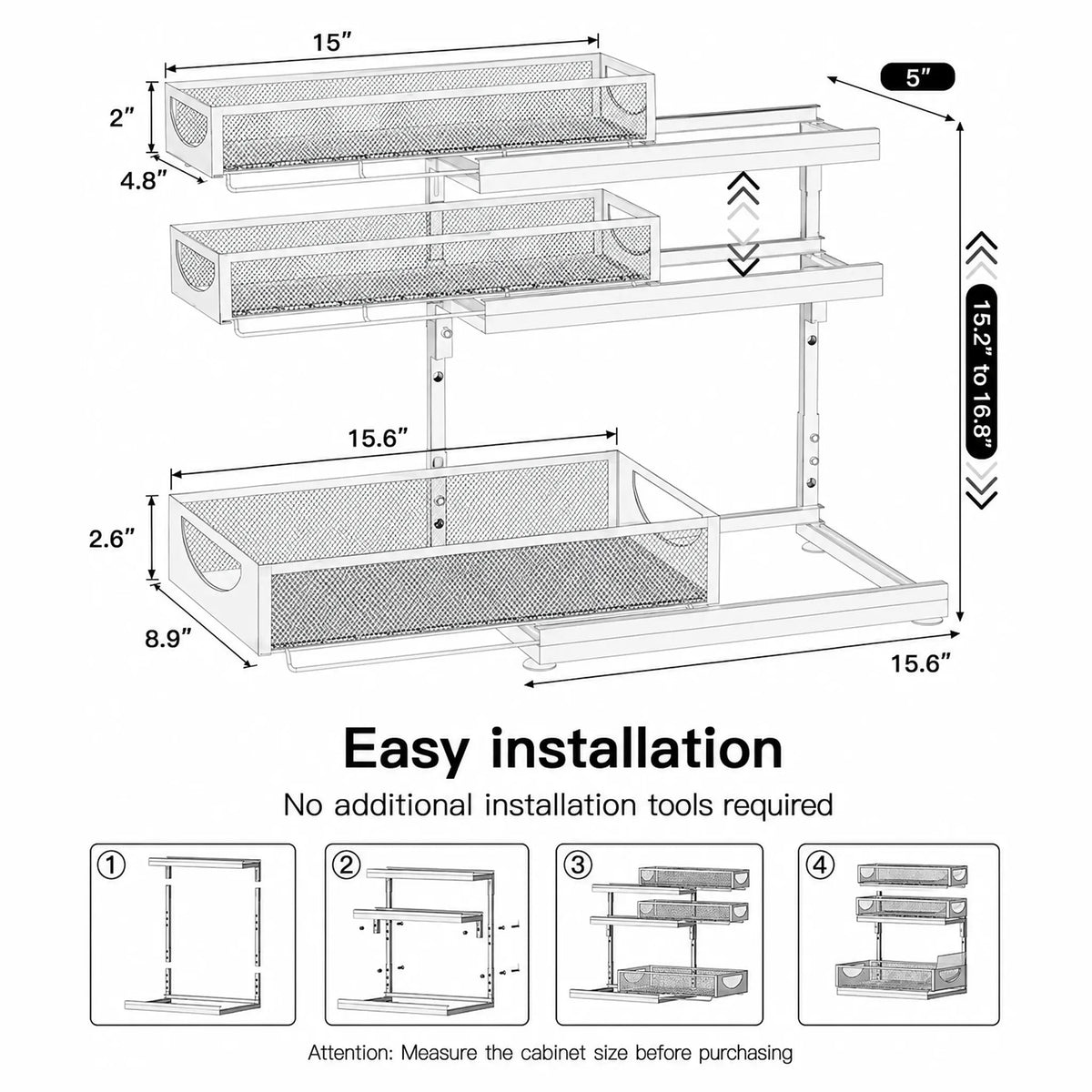 3-Tier Pull-Out Under-Sink Organizer