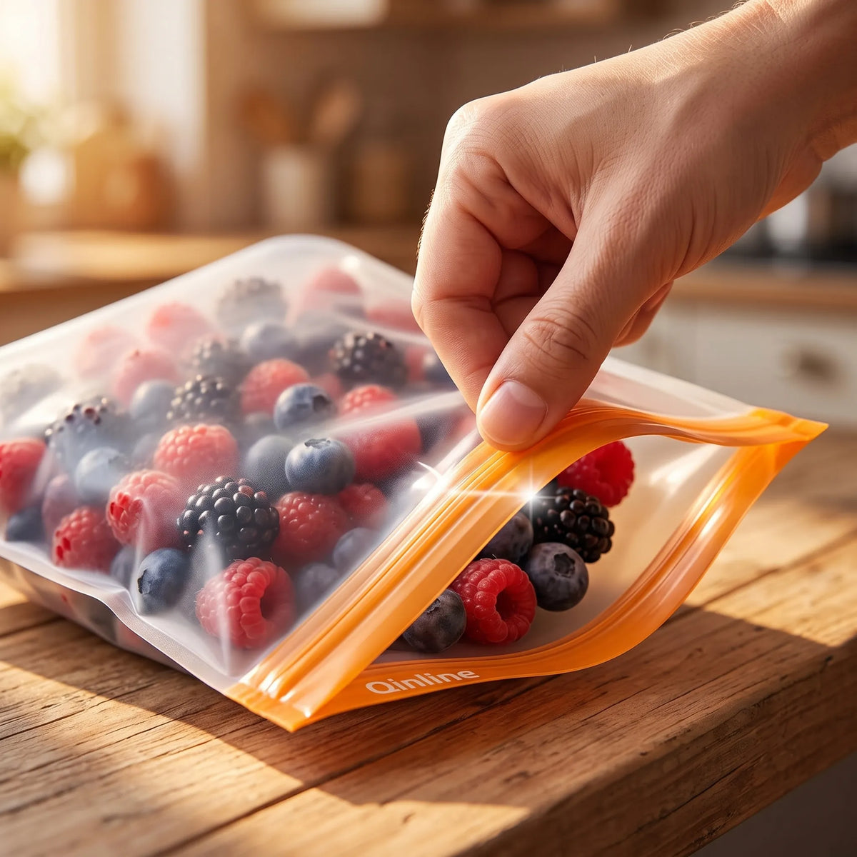 Qinline Reusable Silicone Food Storage Bags – 10-Piece Set