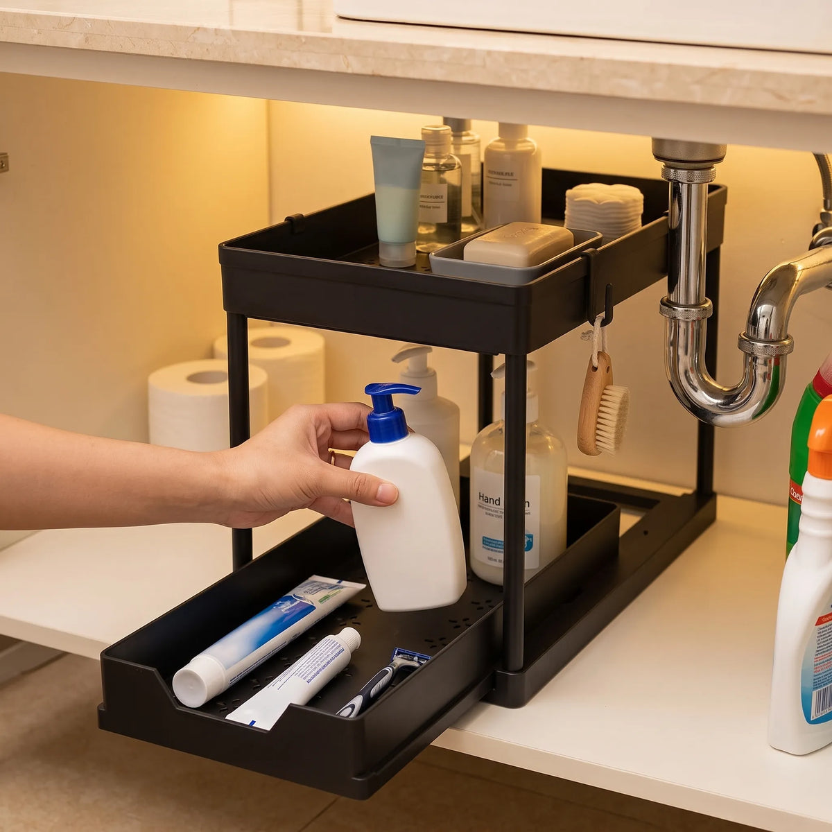 DEKAVA 2-Tier Sliding Under-Sink Organizer – 2-Piece Set