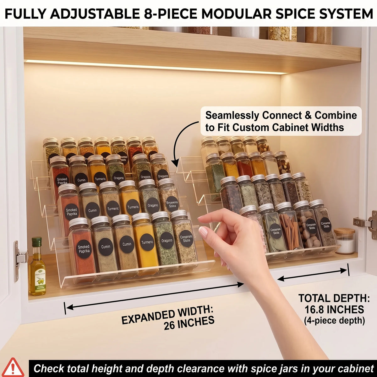 MIUKAA Expandable 4-Tier Acrylic Spice Organizer – 2-Piece Set