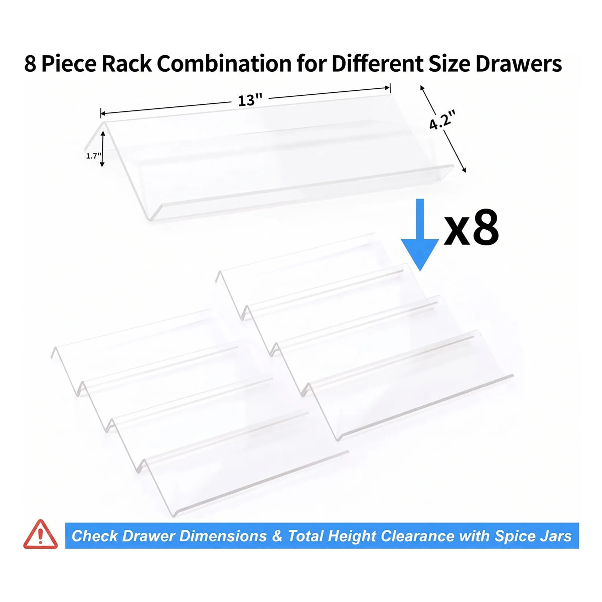 MIUKAA Expandable 4-Tier Acrylic Spice Organizer – 2-Piece Set