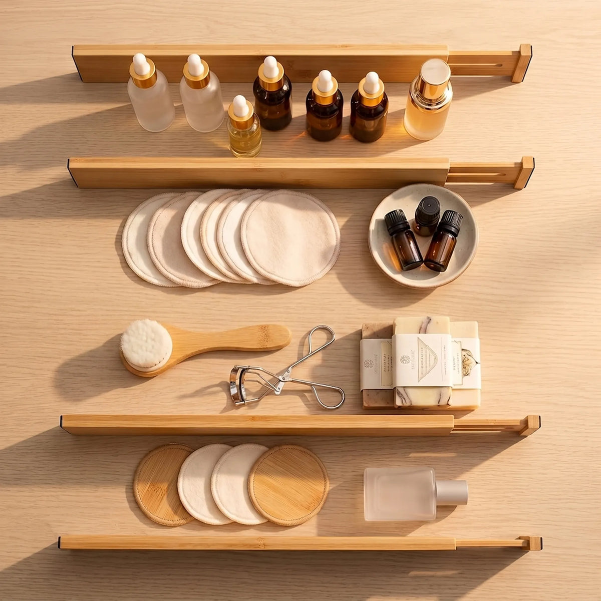 Utoplike Bamboo Drawer Dividers – 4-Piece Kitchen Organizer Set