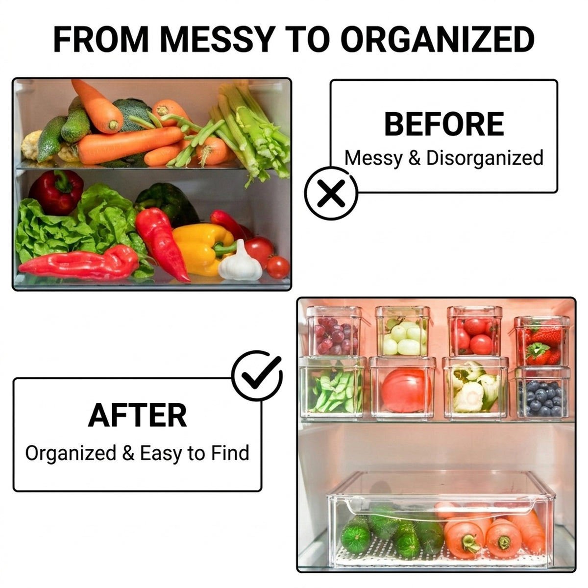 POMEAT 10-Piece Stackable Fridge Storage Bins with Lids
