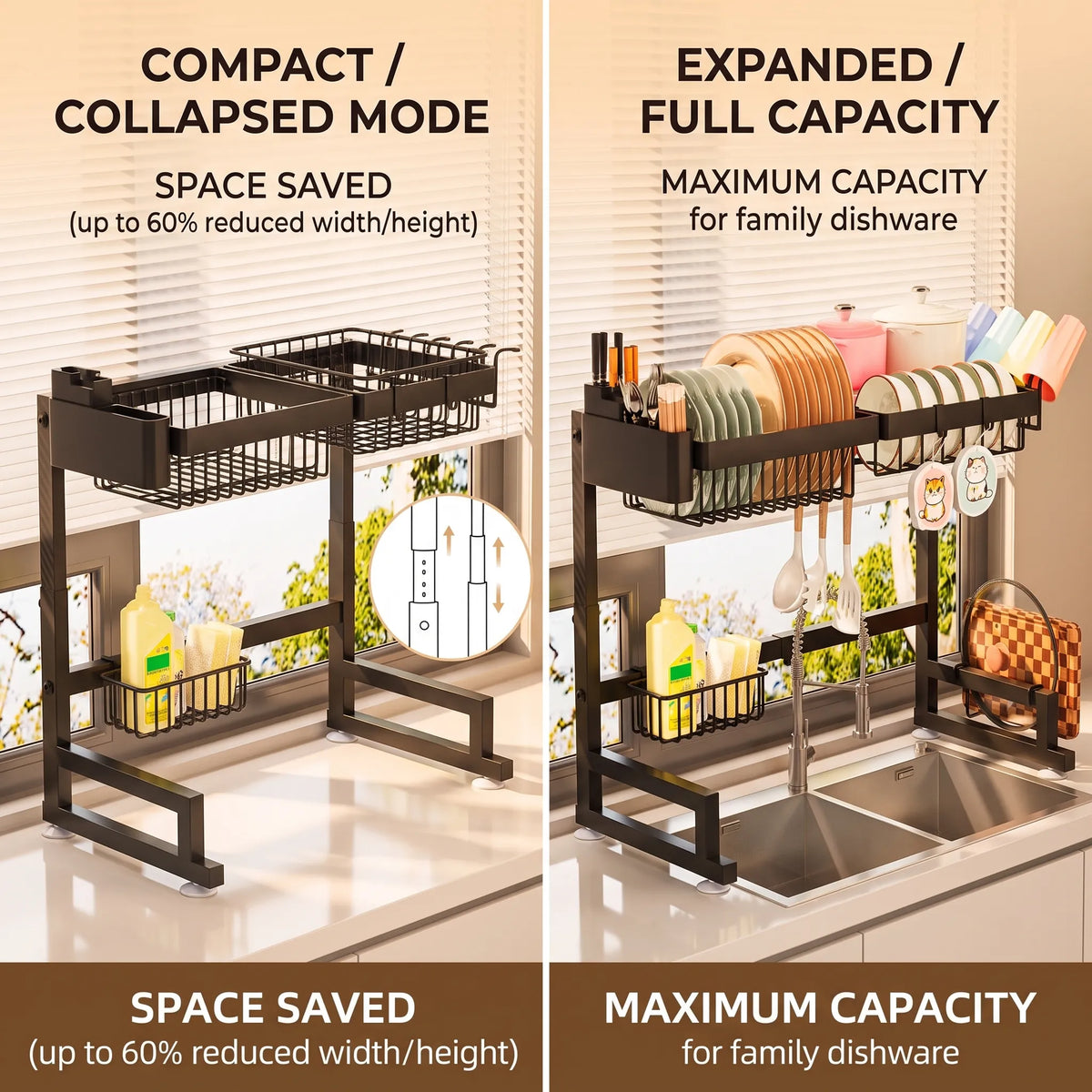 ADBIU Expandable Over-the-Sink 2-Tier Dish Rack