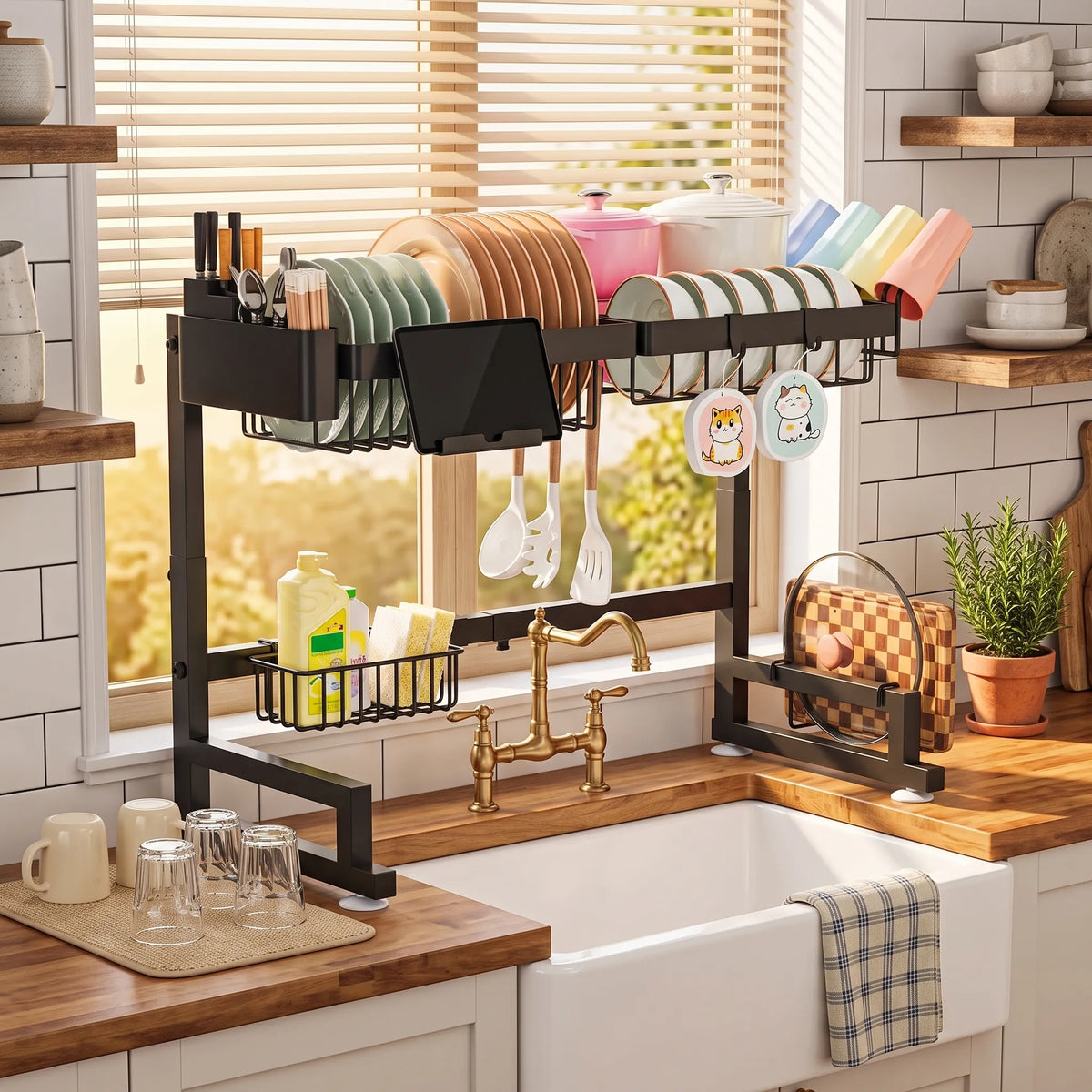 ADBIU Expandable Over-the-Sink 2-Tier Dish Rack
