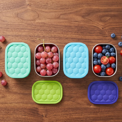 Tanjiae Stainless Steel Snack Containers with Silicone Lids – 4 Pack