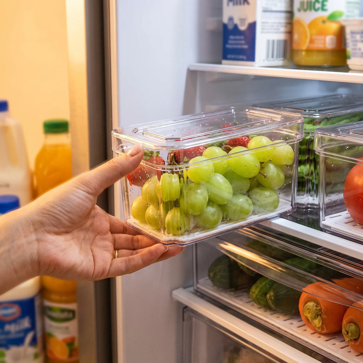 POMEAT 10-Piece Stackable Fridge Storage Bins with Lids