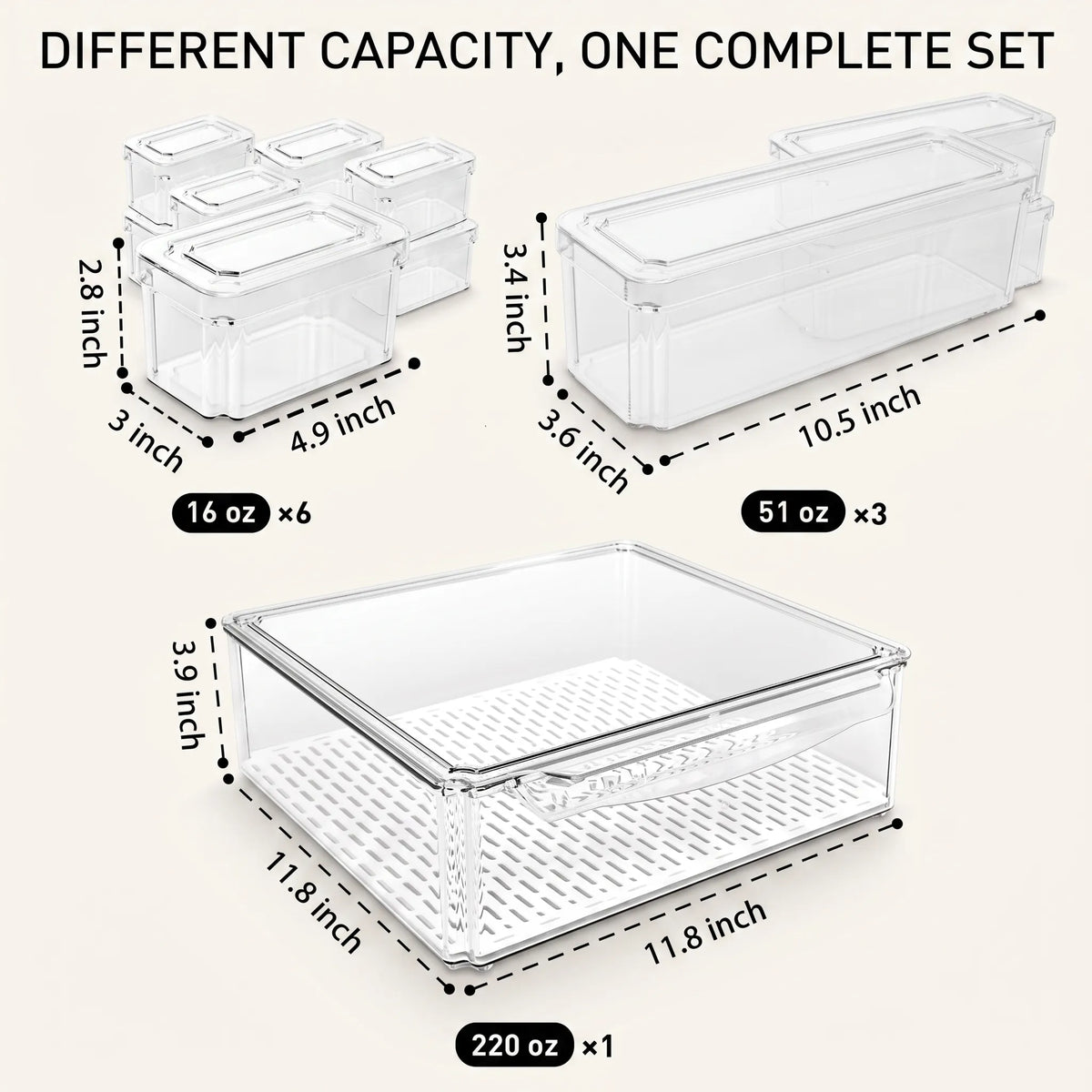 POMEAT 10-Piece Stackable Fridge Storage Bins with Lids