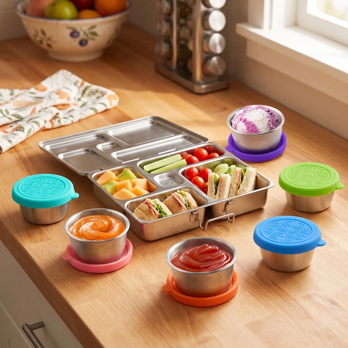 6 Piece Stainless Steel Containers with Lids