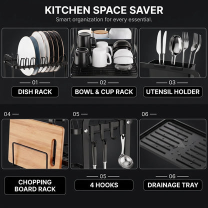 Space-Saving 2-Tier Dish Rack