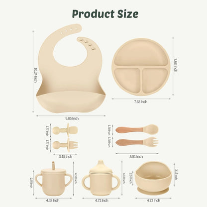 9-Piece Silicone Baby Feeding Set – Plates, Bowls & Utensils
